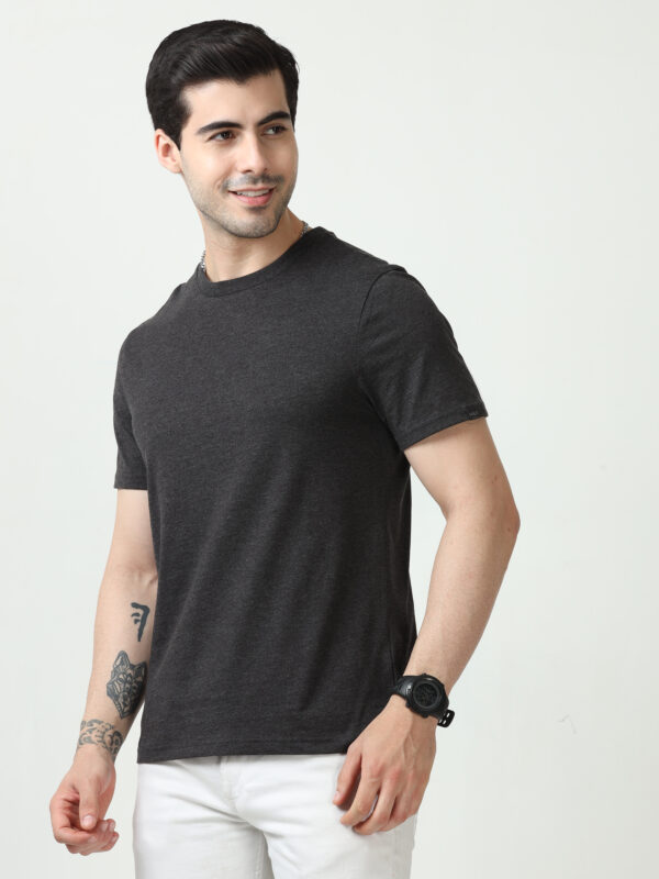 M&S Round Neck T-shirt, Charcoal Grey