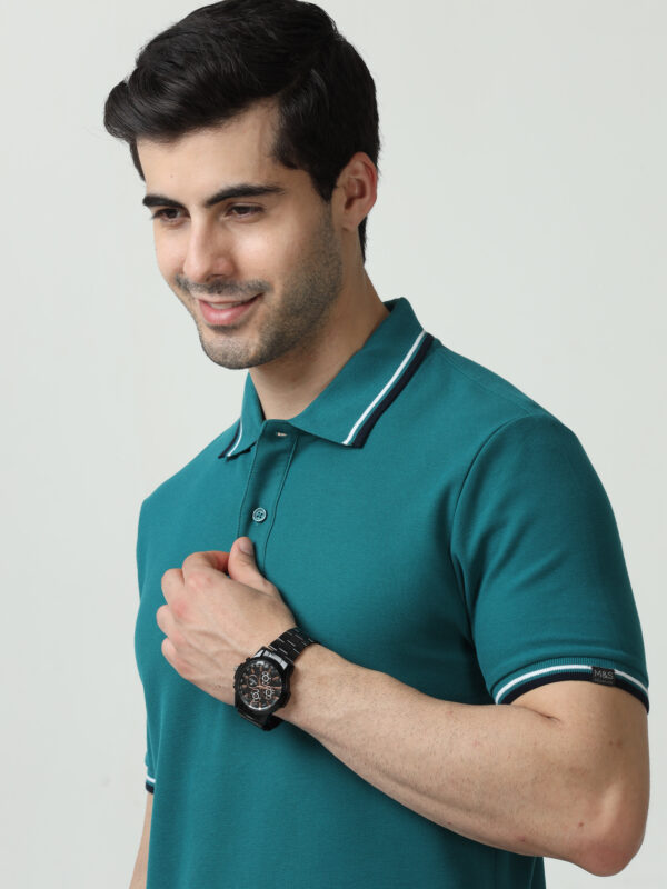 M&S Polo T-shirt, Regular, Aqua Blue