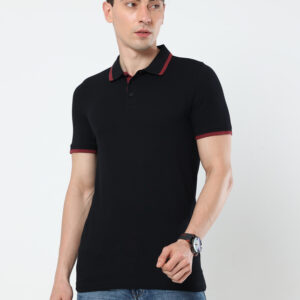 PUMA ESS PIQUE TIPPING POLO BLACK-ZINFANDEL