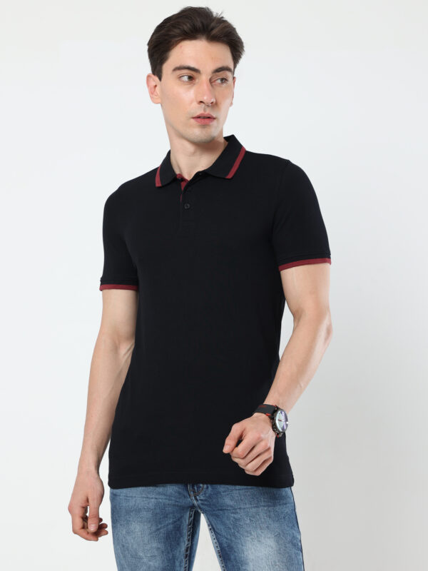 PUMA ESS PIQUE TIPPING POLO BLACK-ZINFANDEL