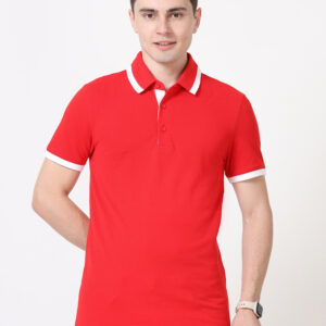 PUMA ESS PIQUE TIPPING POLO RED-WHITE