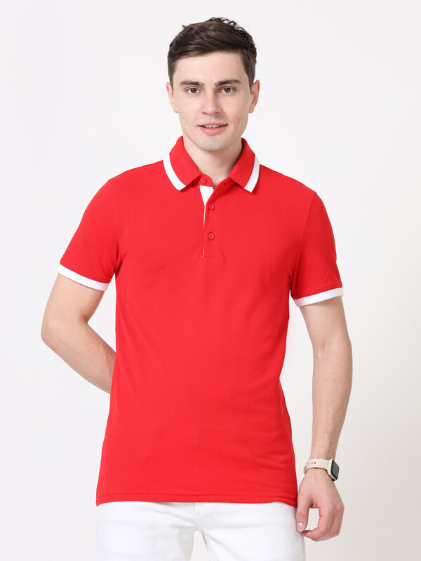 PUMA ESS PIQUE TIPPING POLO RED-WHITE