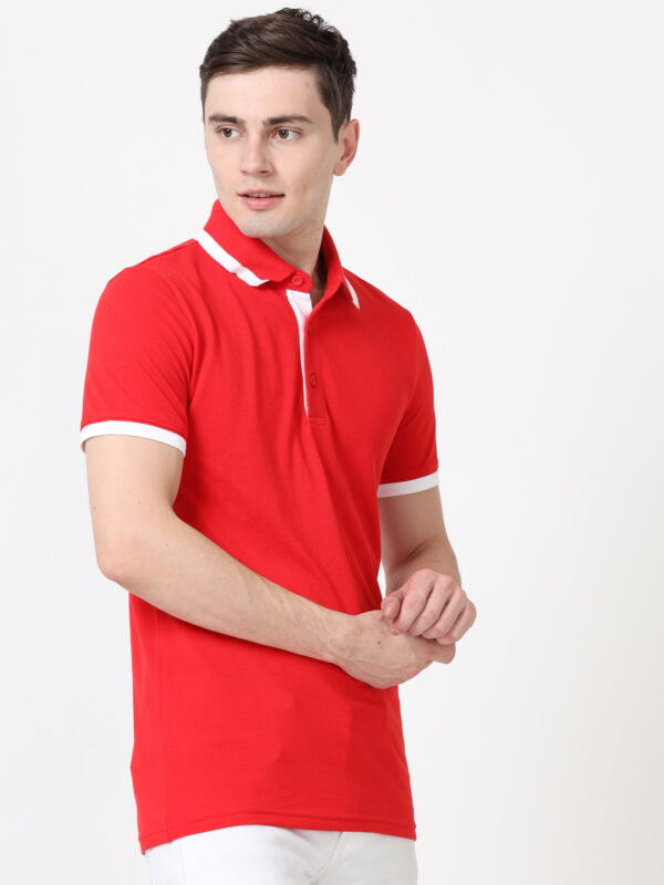 PUMA ESS PIQUE TIPPING POLO RED-WHITE