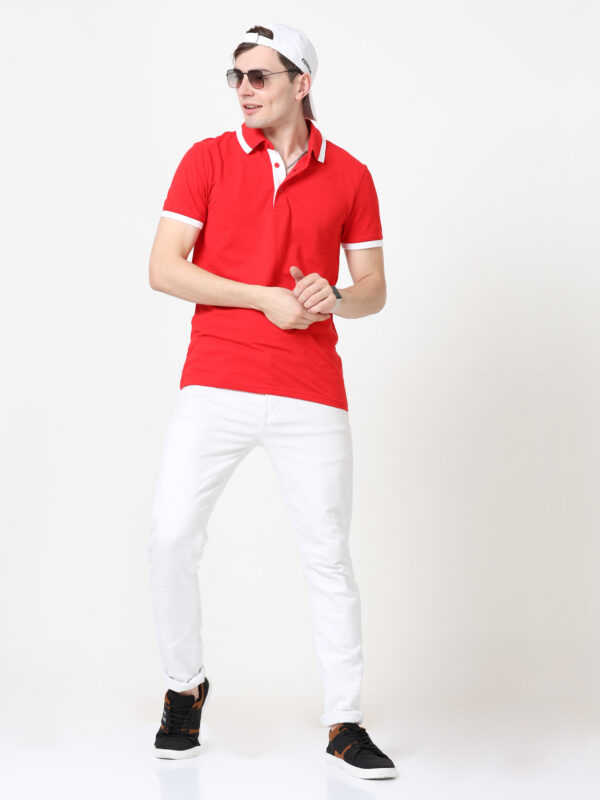 PUMA ESS PIQUE TIPPING POLO RED-WHITE