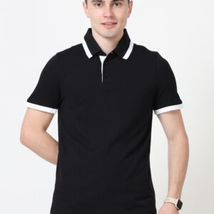 PUMA ESS PIQUE TIPPING POLO BLACK-WHITE