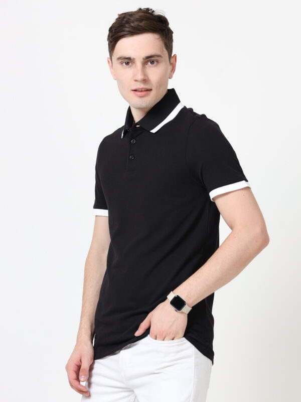 PUMA ESS PIQUE TIPPING POLO BLACK-WHITE