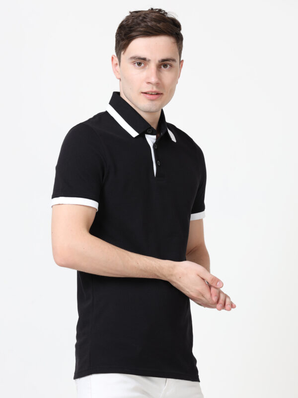 PUMA ESS PIQUE TIPPING POLO BLACK-WHITE