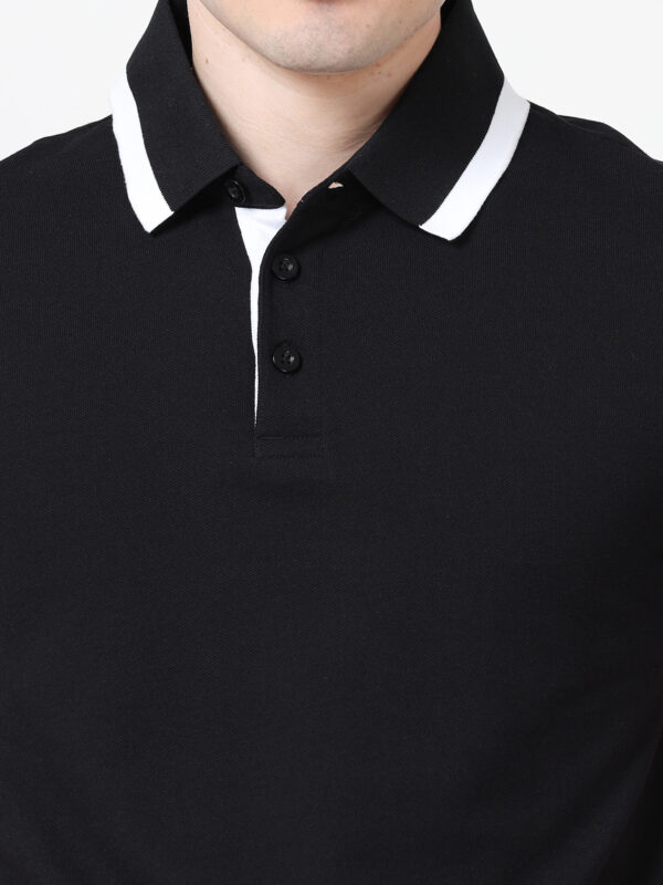 PUMA ESS PIQUE TIPPING POLO BLACK-WHITE