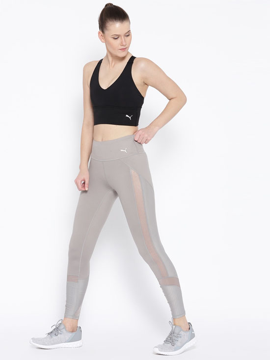 Puma Black Solid Non-Padded En Pointe Crop Sports Bra