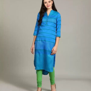 Biba  Women Striped Polycotton Straight Kurta