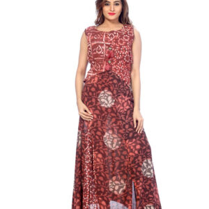 Payal Smart Look Brown Aline Rayon Party Wear Kurta/Kurti