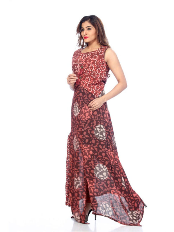 Payal Smart Look Brown Aline Rayon Party Wear Kurta/Kurti