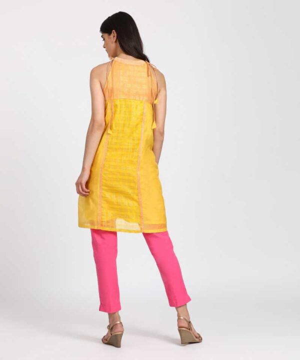 Rangriti  Women Embroidered Polycotton Flared Kurta  (Yellow)