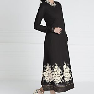 all about you Women Black Self Design A-Line Cotton Kurta