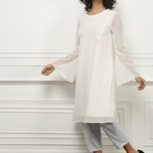 all about you Women Off-White Printed A-Line Kurta