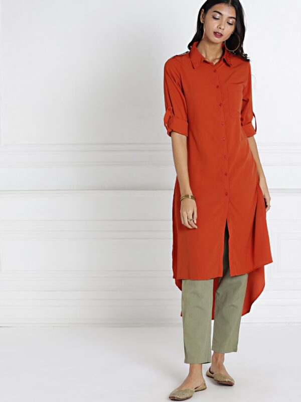 all about you Rust Orange Solid Pakistani Style Kurta