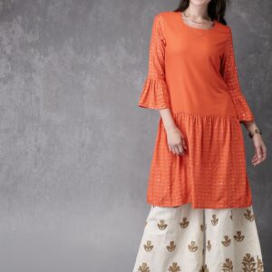 Anouk Women Orange Printed A-Line Kurta