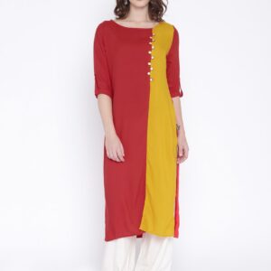 Anouk Red  Mustard Yellow Kurta