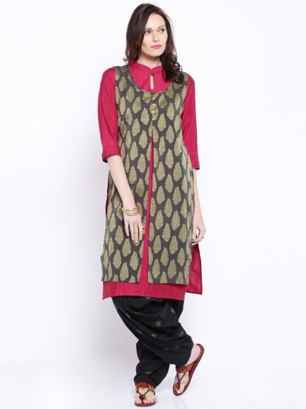 Anouk Magenta Layered A-Line Kurta