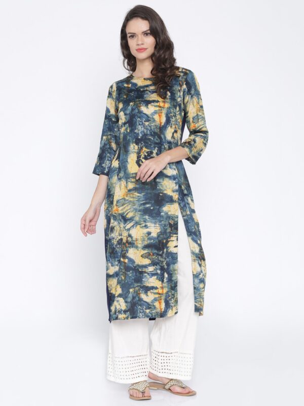 Anouk Women Navy Printed A-Line Kurta