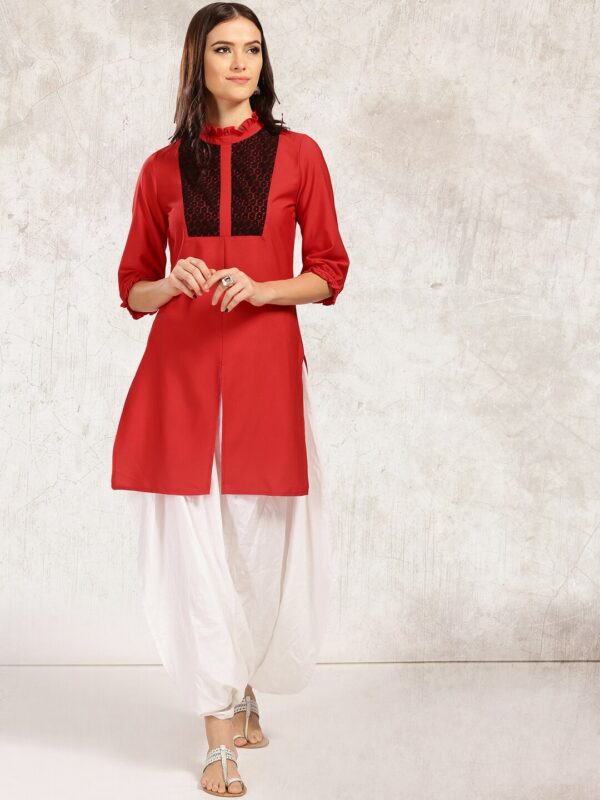 Anouk Women Red Solid A-Line Kurta