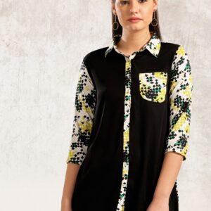 Anouk Women Black  Off-White Printed A-Line Kurta