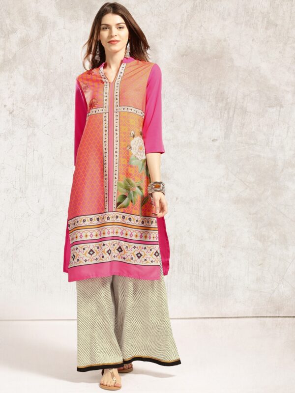 Anouk Pink Printed Kurta