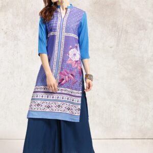 Anouk Women Blue Printed Kurta