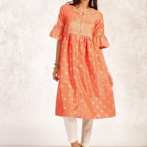 Anouk Women Orange Birds Printed A-Line Kurta