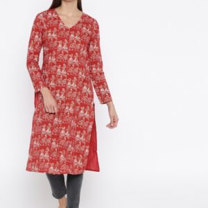 Anouk Women Red Printed A-Line Kurta