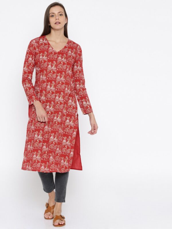 Anouk Women Red Printed A-Line Kurta