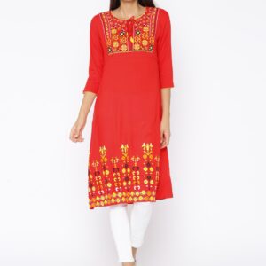 Anouk Women Red Printed A-Line Kurta