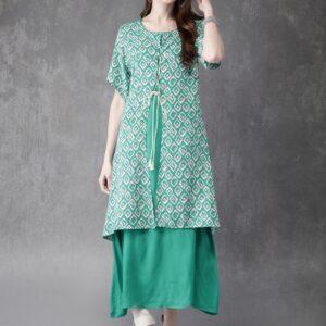 Anouk Women Green Printed A-Line Kurta