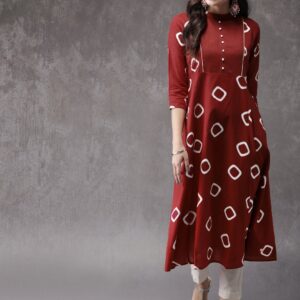 Anouk Women Red Printed A-Line Kurta