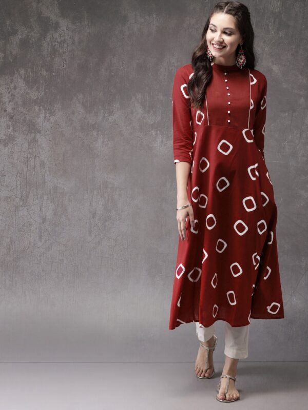 Anouk Women Red Printed A-Line Kurta