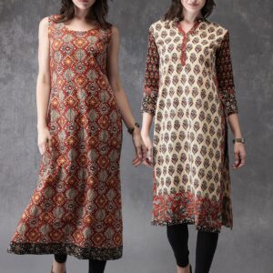 Anouk Women Pack of 2 Kalamkari Print A-Line Kurtas