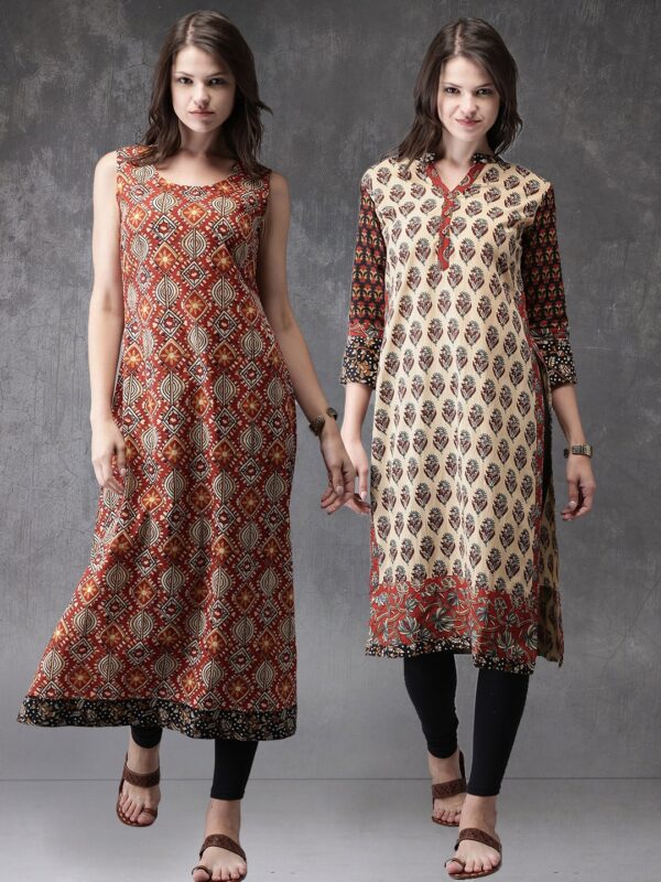 Anouk Women Pack of 2 Kalamkari Print A-Line Kurtas