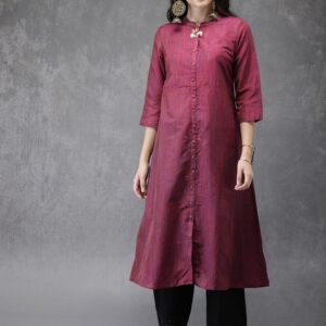 Anouk Women Mauve Solid A-Line Kurta