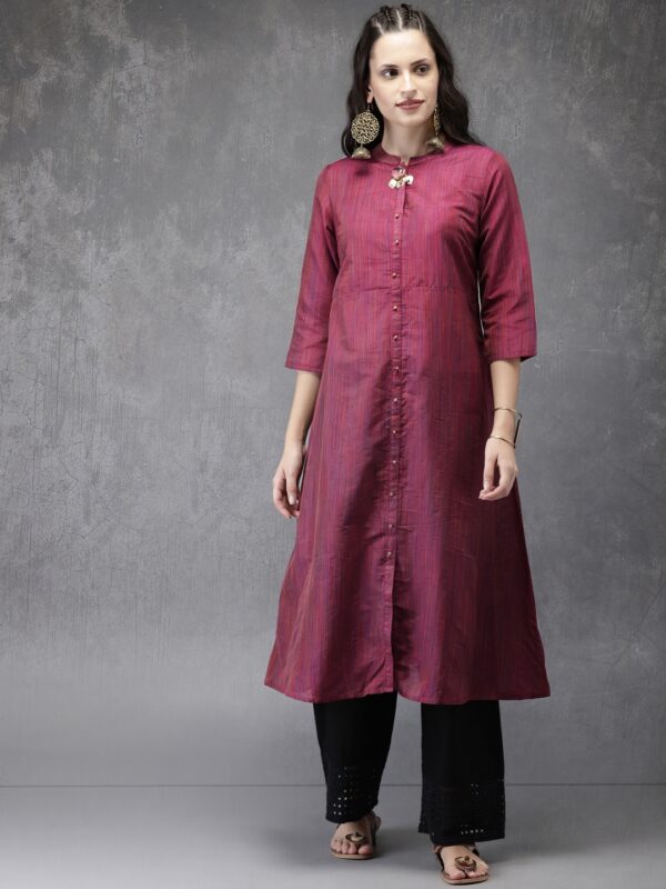 Anouk Women Mauve Solid A-Line Kurta