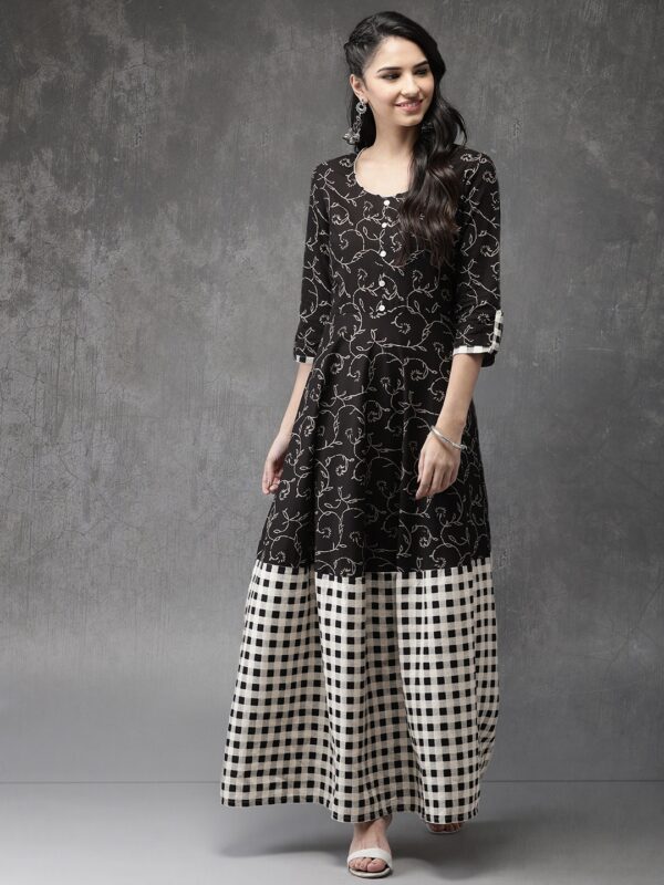 Anouk Women Black Printed A-Line Kurta