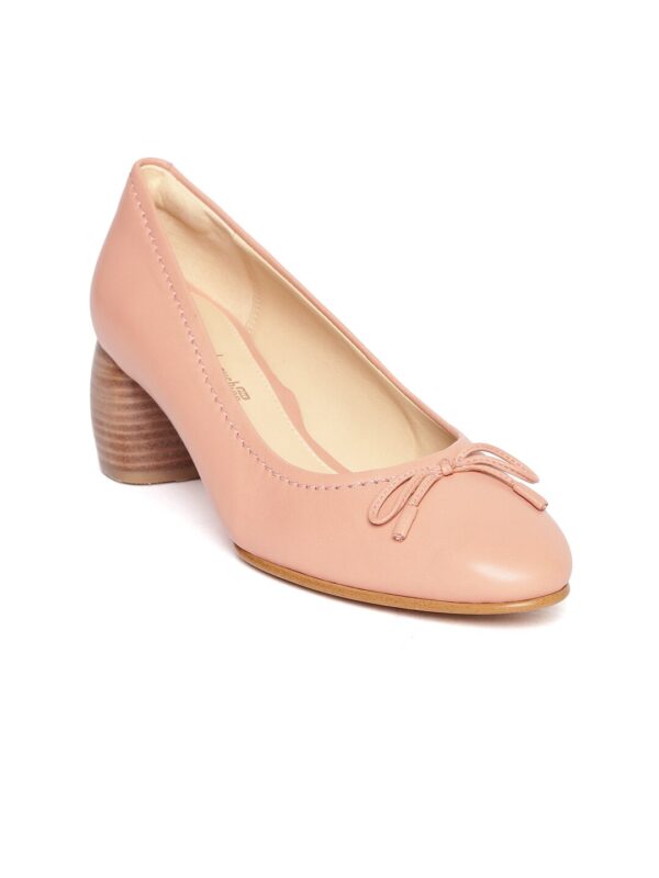 Clarks Women Pink Leather Solid Pumps