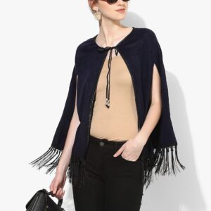 Deal Jeans Navy Blue Solid Shrug