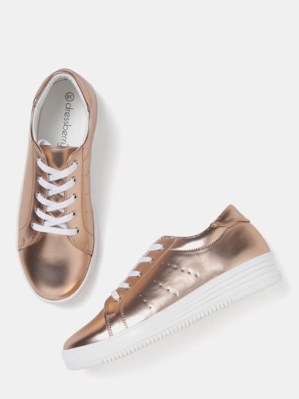 DressBerry Women Rose Gold-Toned Sneaker