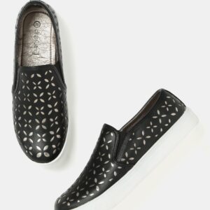 DressBerry Women Black Cut-Out Slip-Ons