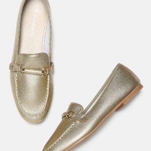 DressBerry Women Gold-Toned Loafers