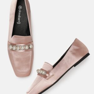 DressBerry Women Peach-Coloured Embellished Ballerinas