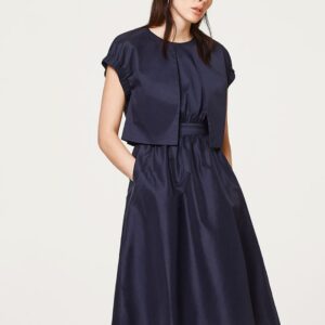 ESPRIT Navy Blue Solid Open Front Shrug