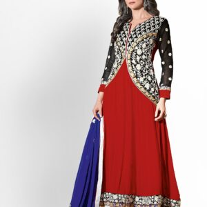 Florence Black  Red Georgette Unstitched Anarkali Dress Material