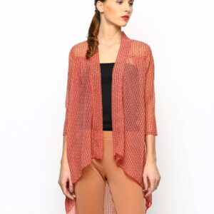 Global Desi Red Printed Shrug