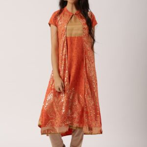 IMARA Women Rust Printed A-Line Kurta